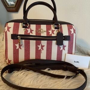 Coach Rowan Satchel Star Stripe Americana Flag Purse